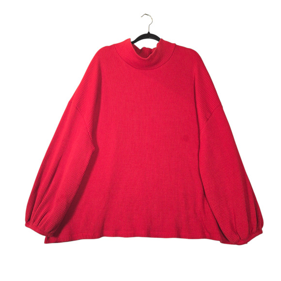 Ava & Viv Womens 4X Red Waffle Knit Sweater Chunky Christmas Holiday Oversized - Picture 1 of 9
